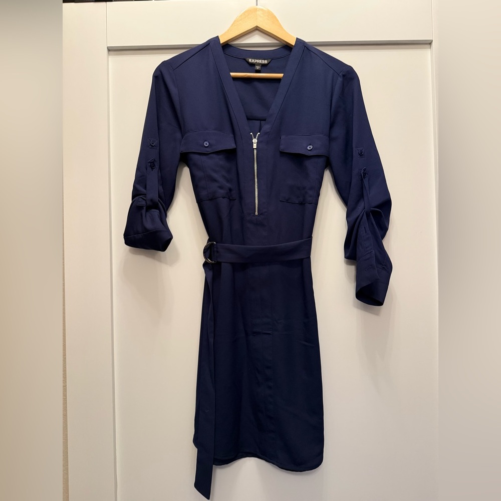 Express Navy Blue Long Sleeve Dress